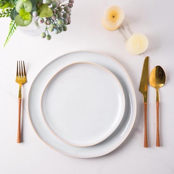 AmorArc Ceramic Dinnerware Sets,Handmade Reactive Glaze Stoneware Plates and Bowls Sets,Highly Scratch Resistant | Dishwasher & Microwave Safe Dishes Set,Service for 6 (18pc)