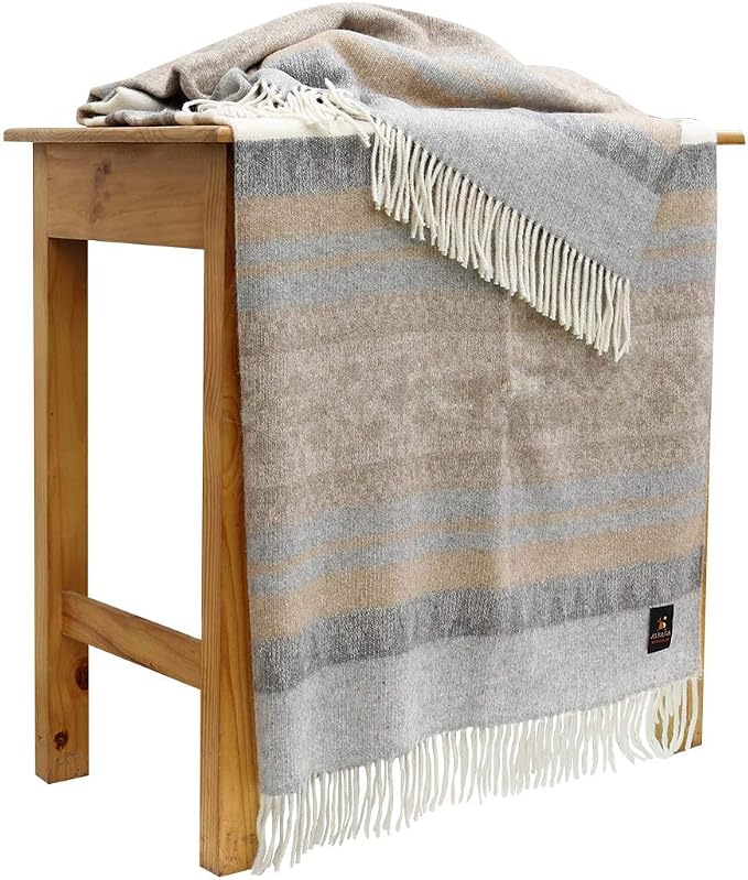Alpaca Wool Blanket Throw Cherokee Design for Bed Couch Sofa Soft Warm Peruvian Alpaca Wool Blankets 72" x 60" (Combination 22 (Ivory/Soft Gray/Beige/Tan))