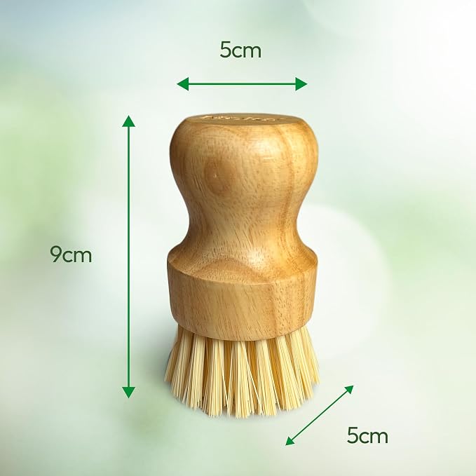 Moka Bamboo Dish Brush - Eco Friendly Scrub Brush with Natural Bristle - Premium Bamboo Dish Scrubber for Kitchen Cleaning, Dishes, Pots, and Pans - Sustainable and Durable (10 Pack)