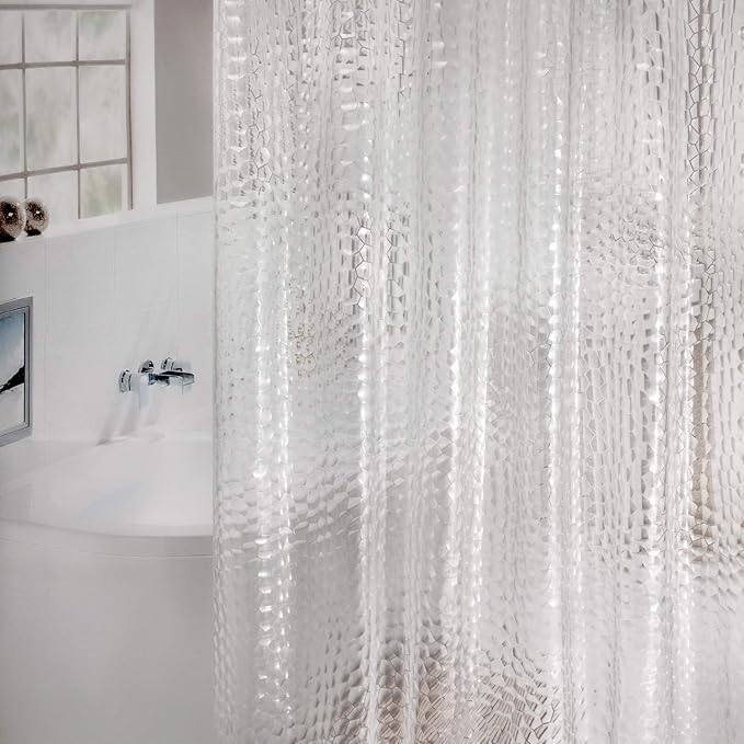 WELTRXE Shower Curtain Liner 8G EVA with 3 Magnets, Waterproof Clear Shower Curtains with 3D Water Cube Design, Heavy Duty Plastic Bathroom Shower Liner for Shower Stall, Bathtubs, 72 x 72,12 Hooks