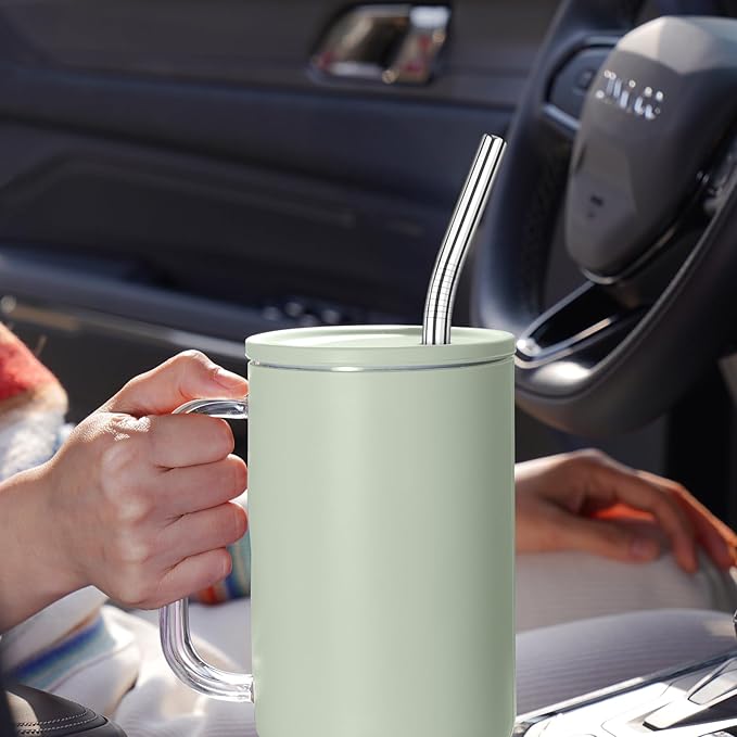 Tomorotec 40oz Straws, 14PCS Stainless Steel Replacement Straws Fit for Stanley 40oz Adventure Quencher Travel Tumblers with Cleaning Brushes 2PCS, Food-Grade, Dishwasher Safe for Smoothies (Silver)