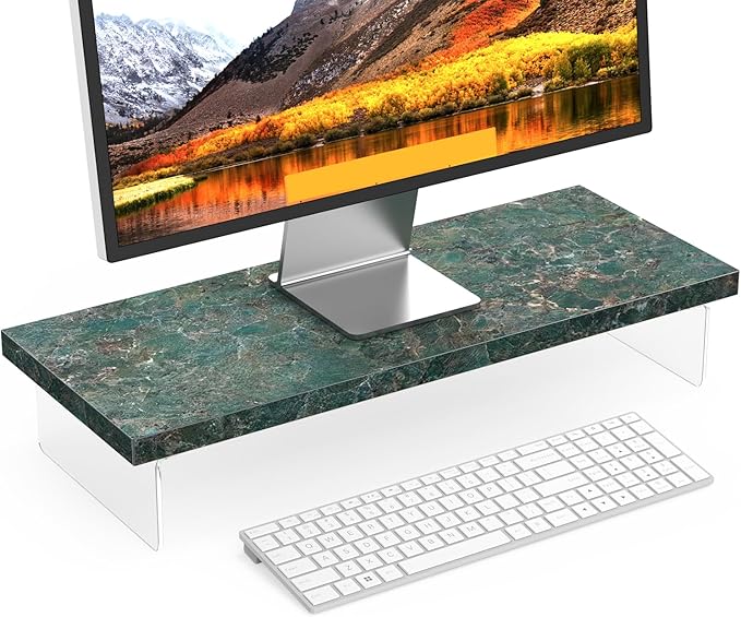 Monitor Stand Riser, Wood & Acrylic Computer Monitor Stand Desk Desktop Organizer Table for Home, Office Workspace, Laptop Riser, Printer, PC & TV Screen Riser