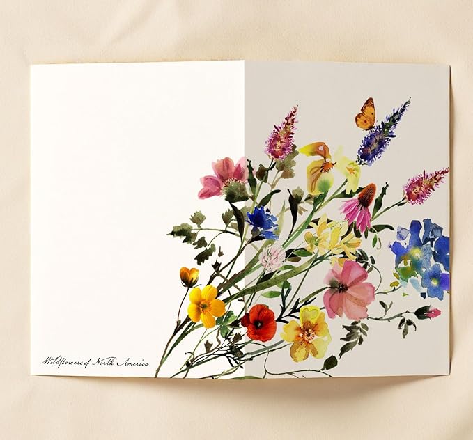 Wildflowers Greeting Cards - Set of 10 All Occasion 5x7 Note Cards with Envelopes. Blank Inside. Watercolor Designs of Wildflower Bouquets
