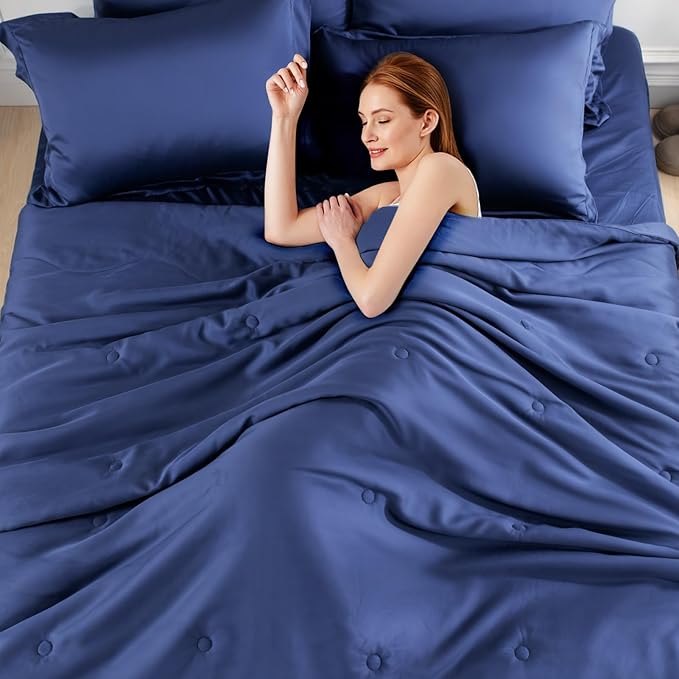 NEXHOME PRO 100% Viscose Derived from Bamboo Comforter Twin Size - Cooling & Moisture-Wicking Bedding - All Season Lightweight Design - Natural Organic Twin Duvet Insert