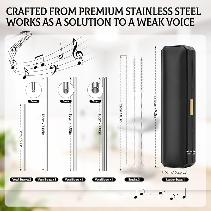 Singing Straw for Vocal Training - 3 Sizes of Singing Straw Tool Set, Stainless Steel Vocal Training and Healing Aid, to Improve, Train & Heal Your Voice(Gift Box)