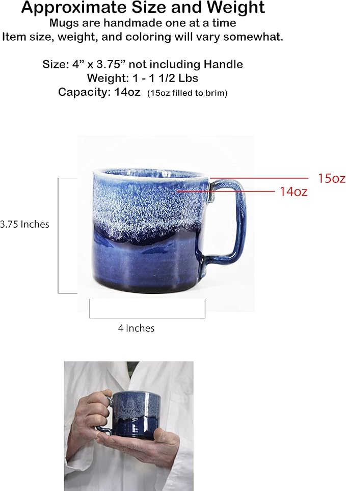 Handmade Ceramic Coffee Mug - Ol' Blue with White Frost 14oz