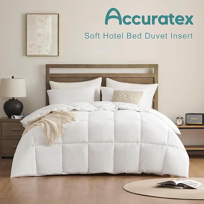 ACCURATEX Super King Duvet Insert Comforter 120x120,100% Cotton 400GSM Thick Fluffy Down Alternative Comforter,Breathable Soft White Hotel Bed Duvet Insert with Corner Tabs