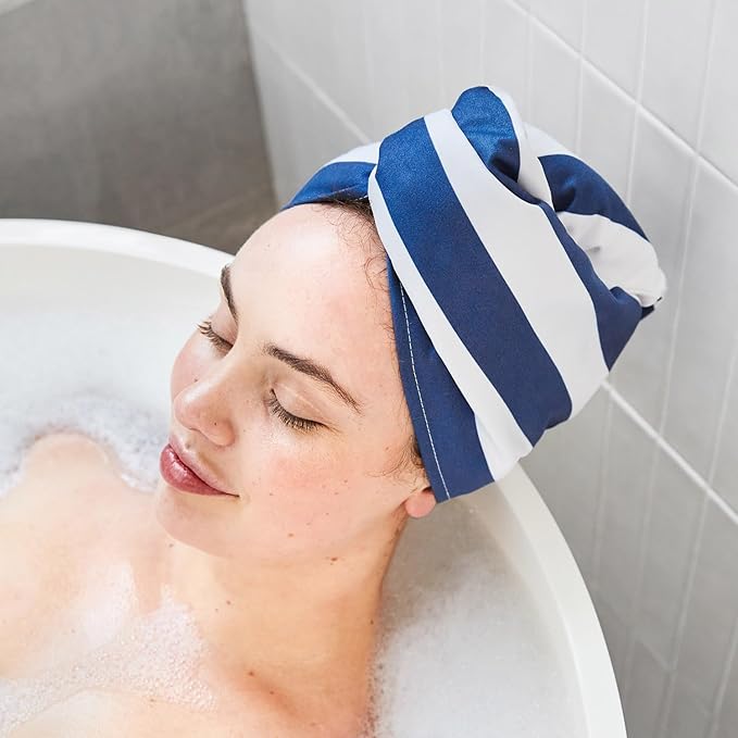 Dock & Bay Turban Hair Towel - for Home & the Beach - Super Absorbent, Quick Dry - Cabana - Whitsunday Blue, One Size