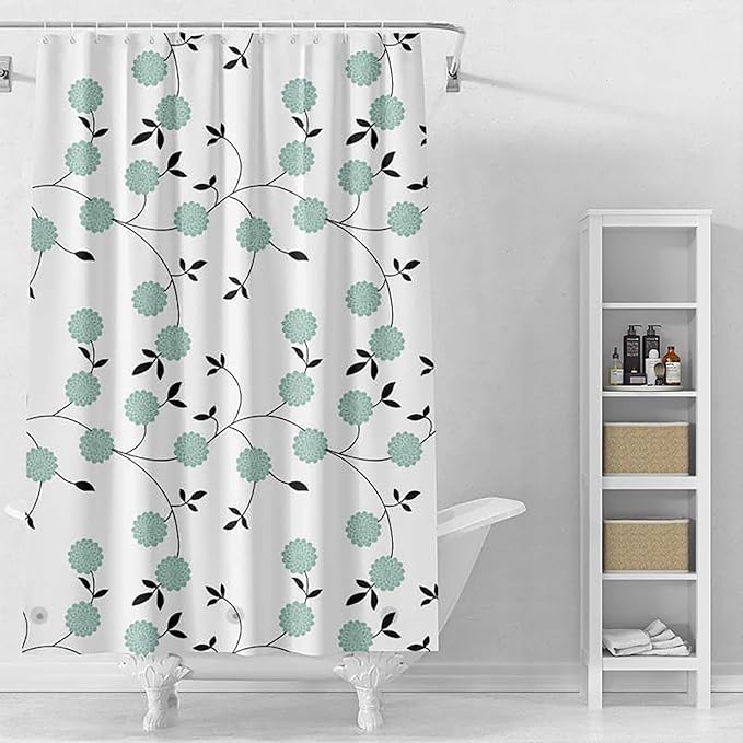 TIKABC Shower Curtain Liner, 4G PEVA Shower Liner, Plastic Waterproof Shower Curtains, 72x72 inch with Grommet Holes 3 Magnetic Weights