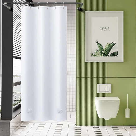 AmazerBath Stall Shower Curtain 36x72, White Shower Curtain Plastic, Small Shower Curtain Liner Heavy Duty Thick PEVA, Walk in Shower Liner with 2 Weighted Stones and 6 Grommet Holes