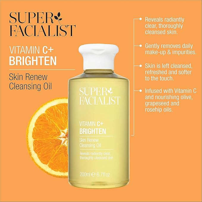 Super Facialist Face Cleanser Oil – Facial Wash & Waterproof Makeup Remover with Vitamin C, Gentle Cleansing Oil for Women, Suitable for All Skin Types 6.8 oz