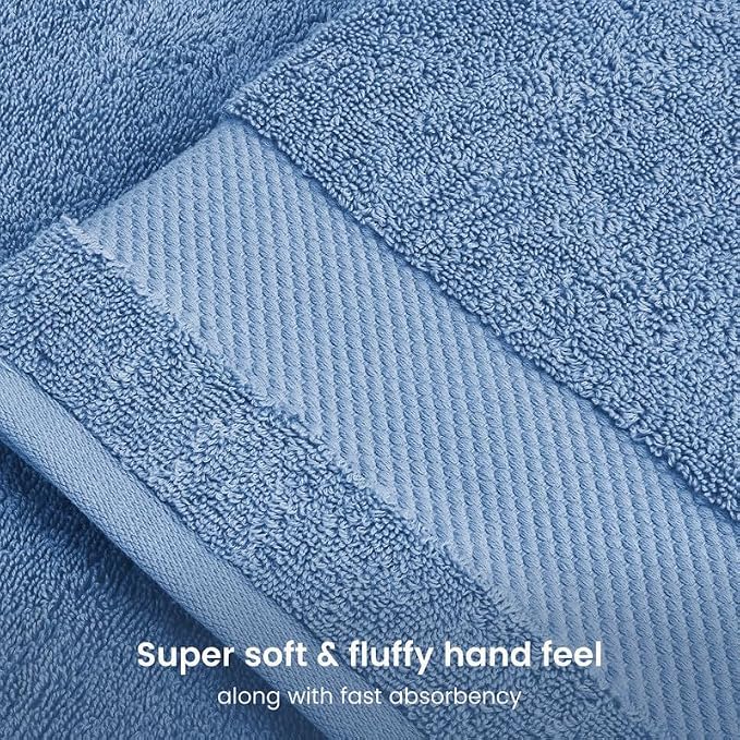 BIOWEAVES 100% Organic Cotton Bath Sheet Set of 2 | Soft Oversized Bath Towels | 700 GSM Premium Bath Towel Sheet Set GOTS Certified - Cerulean Blue