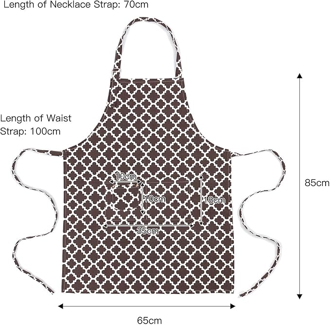 LessMo Kitchen Cooking Aprons with 3 Pockets for Men Women - Cotton Adjustable Professional Grade Chef Apron for Kitchen, BBQ & Grill (Coffee)