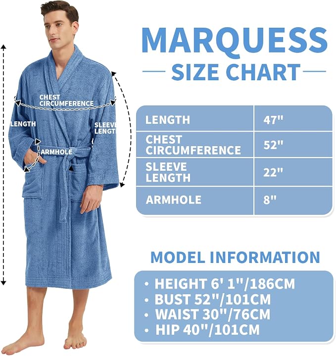 Marquess All-Cotton Bathrobe Thick Plush Cloth Housecoat Terry Toweling, Sweat Steaming Clothes Comfortable & Warm
