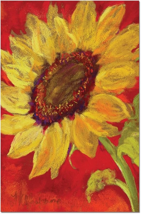 Tree-Free Greetings Sunflower Prima Donna All Occasion Cards - 12 Recycled 4x6 Cards & White Envelopes, Thick Cardstock, Made in USA - Intricate Floral Painting