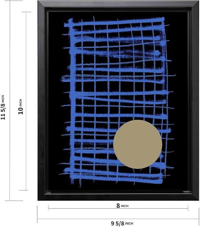 Monem Art Blue Grid Abstract Geometric Print - Modern Minimalist Art Poster - Wall Decor for Living Room, Bedroom or Office - 8x10 Black Framed CANVAS Wall Art by Mareike Bohmer