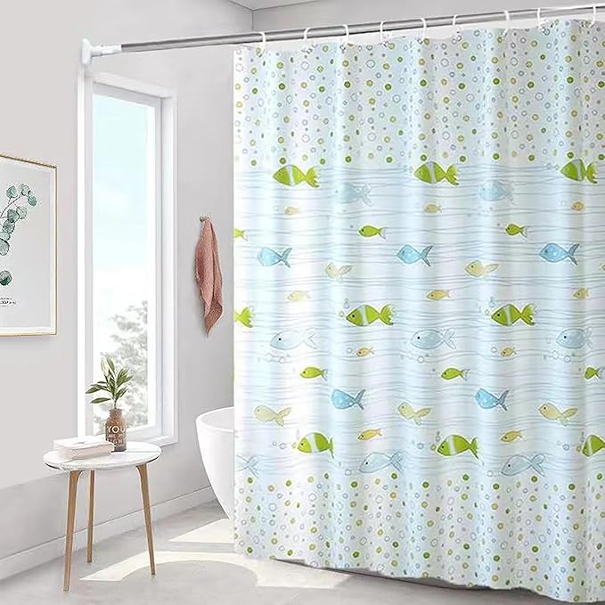 TIKABC Shower Curtain Liner, 4G PEVA Square Shower Liner, Plastic Waterproof Shower Curtains, 72x72 inch with Grommet Holes 3 Magnetic Weights