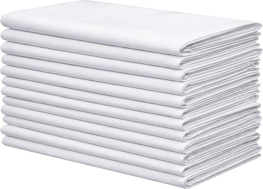 Restaurant Cloth Napkins Set of 12 Pack, Dinner Napkins Cloth Washable 20 x 20 Ins, MJS Commercial Quality, Reusable Table Napkins Cloth, Non-iron,No Fade, Easy to Remove Stains, Special white