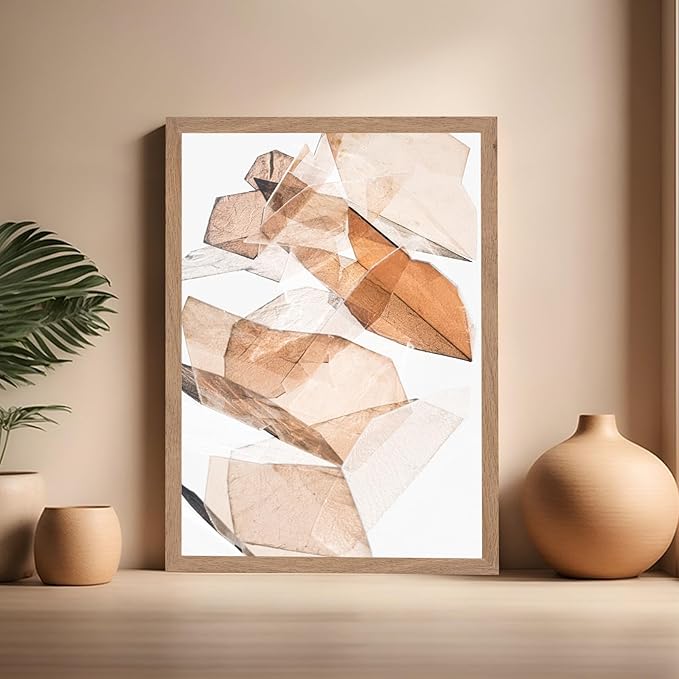 Monem Art Earthy Origami Paper Photography Print - Neutral Abstract Shapes Art Poster - Wall Decor for Living Room, Bedroom or Office - 16x20 Beige Framed Wall Art by Renee Stramel