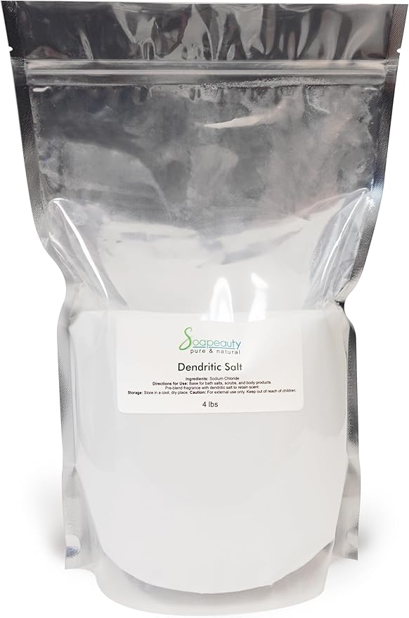 Soapeauty Dendritic Salt | Premium Fine Grain Bath and Body Salt for Scrubs, Exfoliants, and Milk Baths | High Absorption for Fragrance Oils and Essential Oils | 4 lb