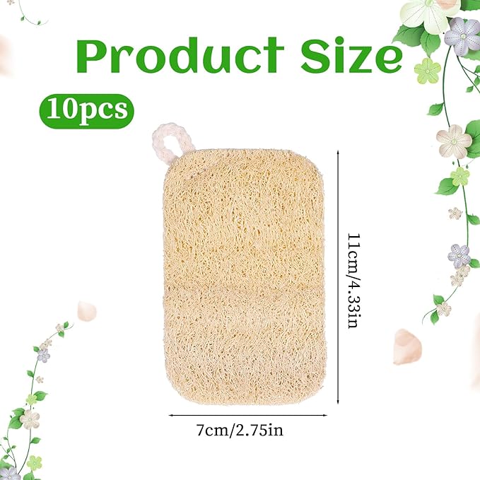 10 PCS Natural Sponges for Dishes, Loofah Dish Sponge for Kitchen Compostable Natural Loofah Sponges