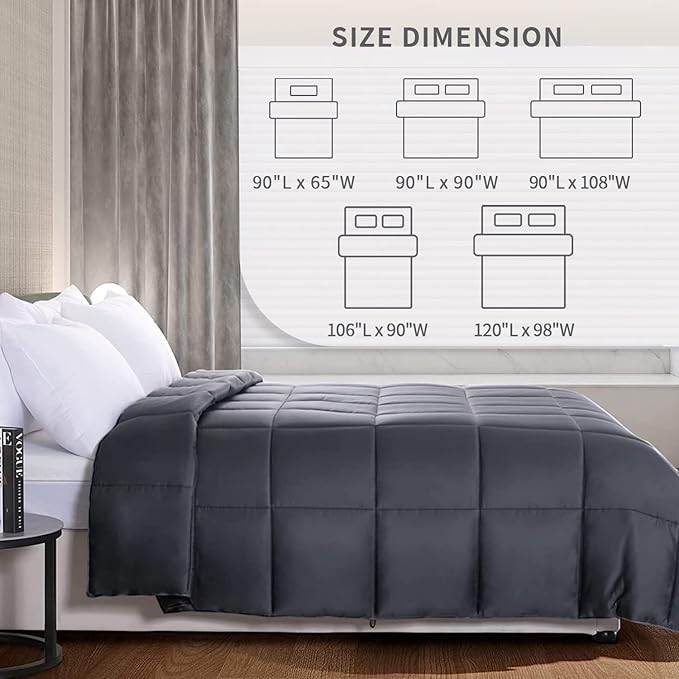 NEXHOME PRO Organic Natural Viscose from Bamboo Cooling Comforter King, Lightweight Duvet Insert, Summer Blanket, Bedding Down Alternative Cool Comforters for Hot Sleepers, Dark Grey 90" x 108"