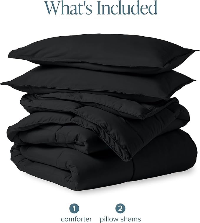 Bare Home Comforter Set - Oversized Queen Size - Ultra-Soft - Goose Down Alternative - Premium 1800 Series - All Season Warmth (Oversized Queen, Black)