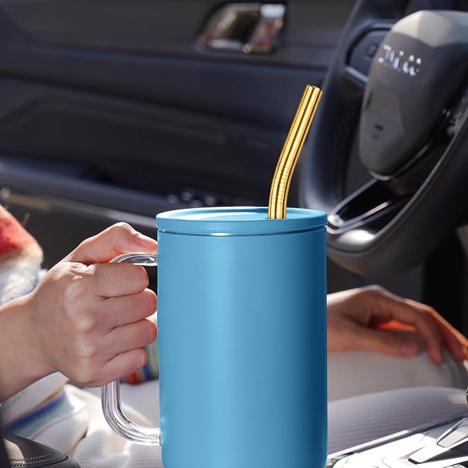 Tomorotec 8PCS Stainless Steel Straws Fit for 40oz Stanley Tumblers, Gold | 12" Reusable Drinking Straws with Brush, 4 Bent & 4 Straight Straw for Smoothies, Milkshakes, Iced Coffee, Dishwasher Safe