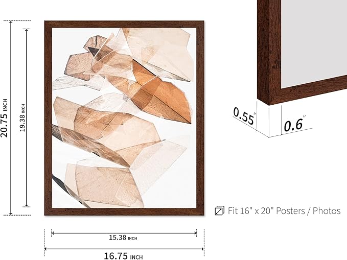 Monem Art Earthy Origami Paper Photography Print - Neutral Abstract Shapes Art Poster - Wall Decor for Living Room, Bedroom or Office - 16x20 Brown Framed Wall Art by Renee Stramel