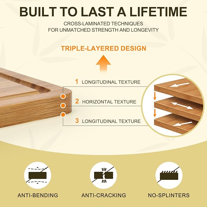 Non Toxic Bamboo Cutting Board Set of 3 Solid Wood Plastic Free Cutting Boards for Kitchen Small Dark Wooden Chopping Board Hardwood Cutting Boards for Meat Bread Fruit Serving Charcuterie Board