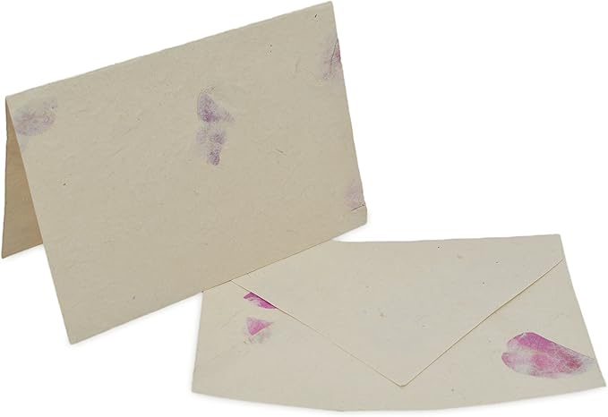 Nepali Cherish Greeting Card & Envelope Box Set with Handmade Lokta Paper from Nepal, 15 Cards (Bougainvillea)