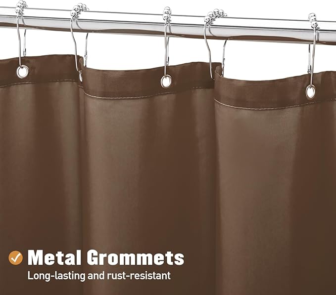 MitoVilla Brown Shower Curtain Liner for Rustic Vintage Bathroom Decor, Waterproof Fabric Shower Curtain Liner, Soft Cloth & Hotel Quality, 72" W x 72" H