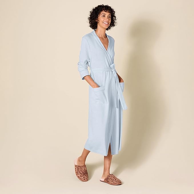 Amazon Essentials Women's Lightweight Waffle Full-Length Bath Robe with Pockets (Available in Plus Size)