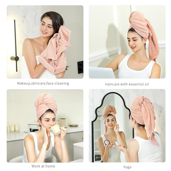 Microfiber Hair Towel Quick Dry Hair Towel Hair Drying Towels Suitable for All Kinds of Hair Ultra Absorbent Long and Thick Hair 24X48inch Green (1pcs)