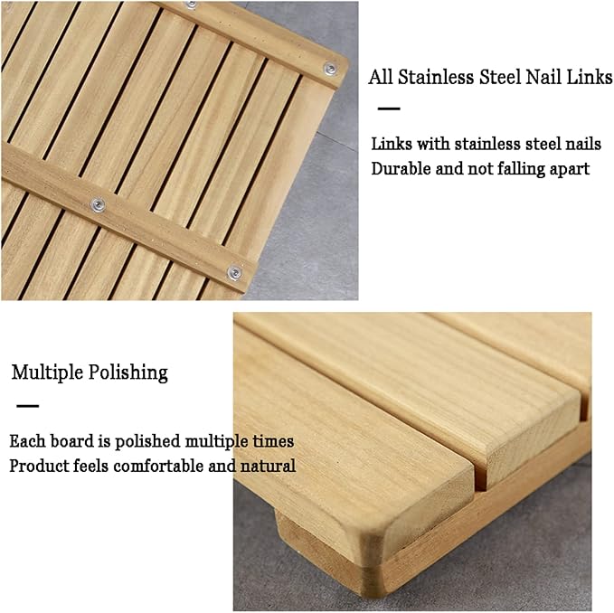 Bamboo Wood Bath Mats,Bamboo Duckboard Bath Mat,Non Slip Bathmat, Wooden Rug for Shower Tub Spa and Sauna Floors for Bathroom Showers, Bathtubs, Floors,Customizable,85x100cm/33x39in