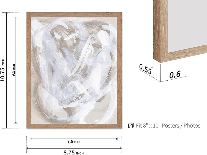 Monem Art Neutral Beige Abstract Brushstroke Painting Print - Scandinavian Minimalist Modern Art Poster - Wall Decor for Living Room or Bedroom - 8x10 Beige Framed Wall Art by Mareike Bohmer