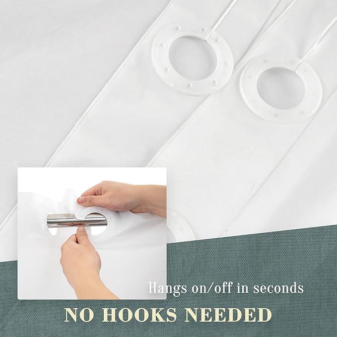 No Hook PEVA Shower Curtain or Liner - 8G Heavy Duty Frosted Bathroom Shower Curtain No Hooks Required, Waterproof Plastic & PVC Free, Standard Size 71 x 74, Frost