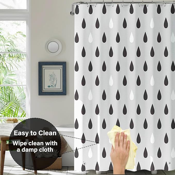 Plastic Shower Liner - Premium EVA 6G Shower Curtain Liner with Rustproof Grommets and 3 Weighted Magnets, Waterproof Shower Curtains for Bathroom (Droplet, 72" x 78")
