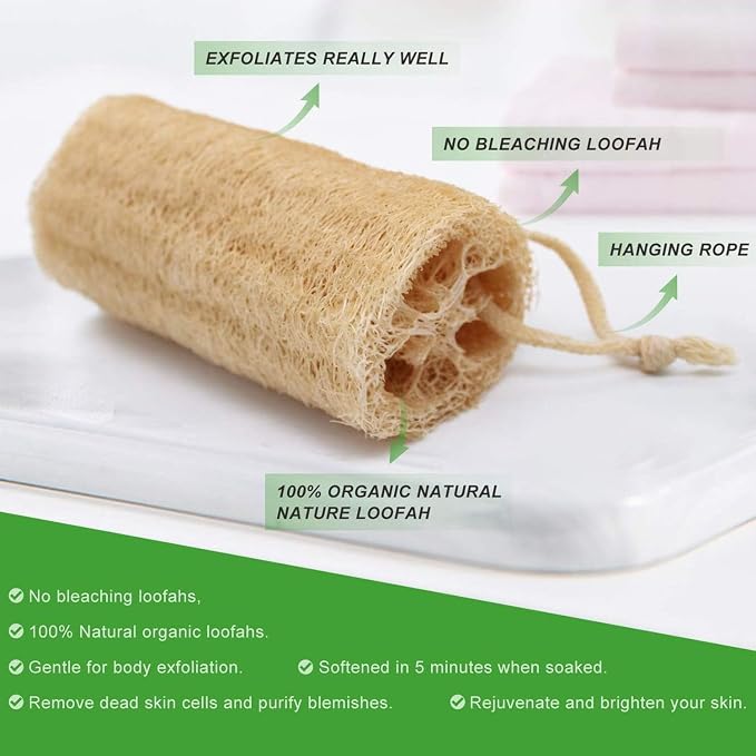 6 Pack Natural Loofah Sponges, 5 Inch Long Organic Real Loofah Exfoliating Body Scrubber Luffa Sponge Natural Loofah Bulk for Men Women in Bath Shower Deep Clean