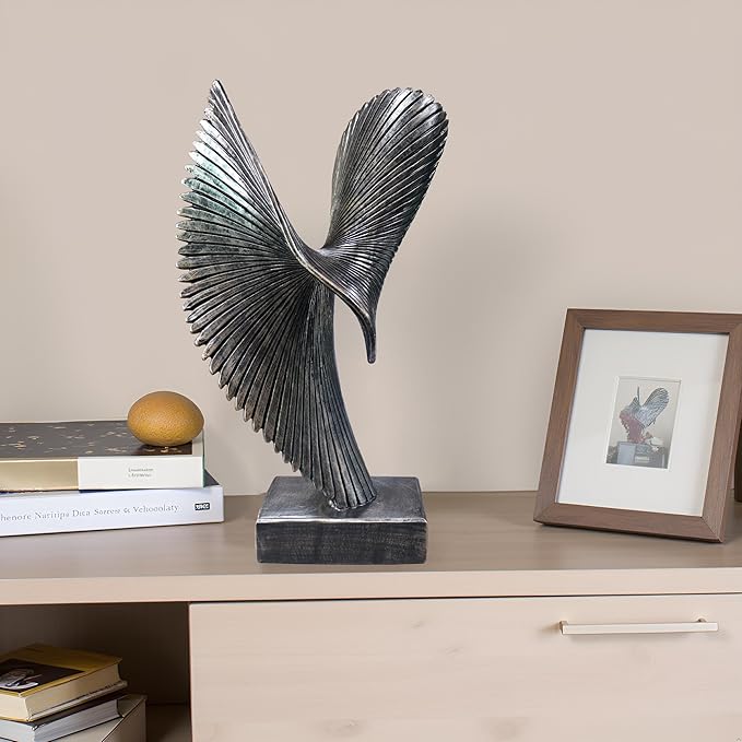 Modern Abstract Eagle Decorative Sculpture, Dining Living Room Desk Decor,Geometric Home Decor Statues,Shelf Top Decor Aesthetics, Coffee Tables or Office Shelves（Bronze Colored）