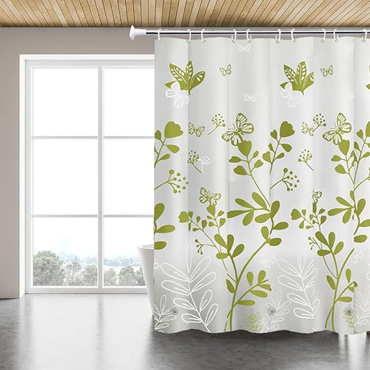 TIKABC Shower Curtain Liner, 4G PEVA Shower Liner, Plastic Waterproof Shower Curtains, with Grommet Holes and 3 Magnetic Weights(Butterfly)