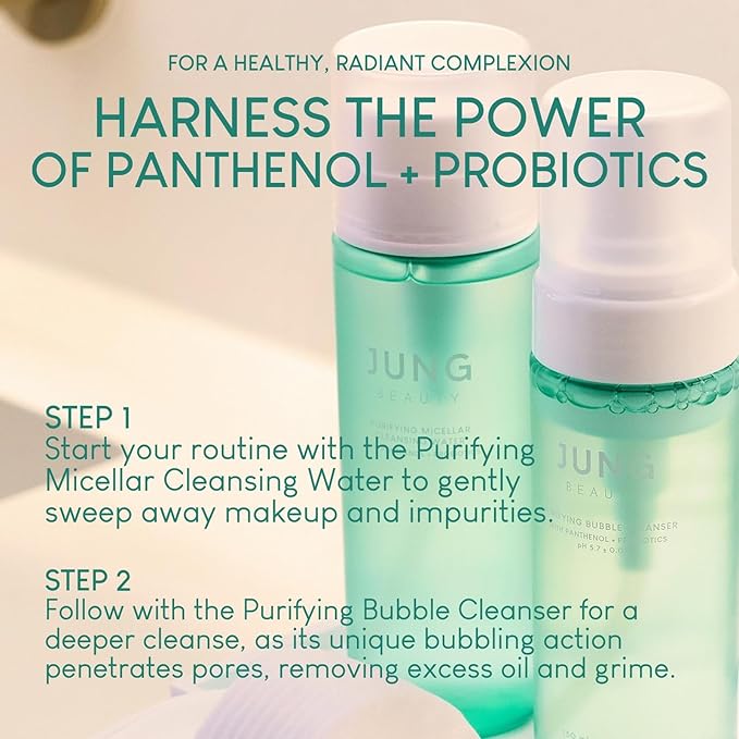 Jung Beauty Purifying Micellar Cleansing Water Makeup Remover with Panthenol and Probiotics Gentle Hydrating Face Cleanser for Sensitive Skin Non Stripping K Beauty Skincare 200ml 6.76 fl oz