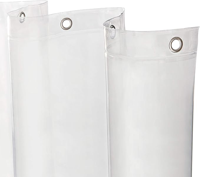 Kenney – Microban PEVA Shower Curtain Liner, Waterproof Medium-Weight Design with Rust-Resistant Metal Grommets & Weighted Magnetic Hem, 70" x 72", Clear