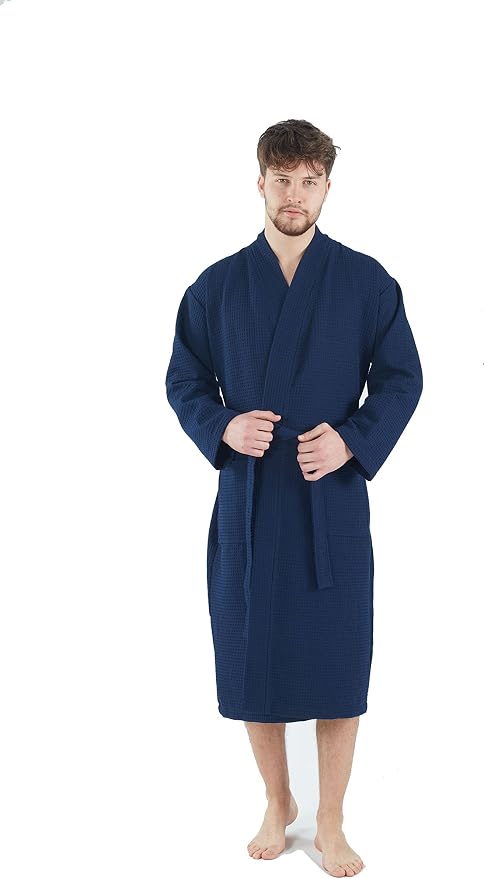 BAGNO MILANO Mens Robes, Waffle Robes For Men, Turkish Cotton Mens Bathrobes