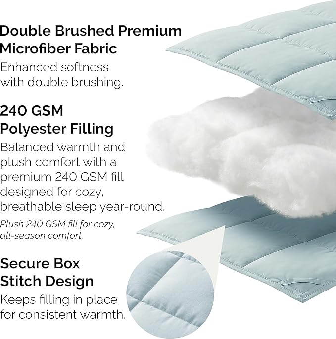 Southshore Fine Living, Inc. Twin Comforter Set, Down-Alternative Blue Comforters/Bedspreads Twin/XL Bedding, Soft, Fluffy and Cozy, Machine Washable, Pet Hair Resistant Bedding, Sky Blue