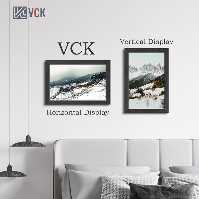 VCK 11x17 Picture Frame Set of 3, Black Wood Frames, Gallery Wall Decor Photo Frames for Wall Mounting Horizontally or Vertically