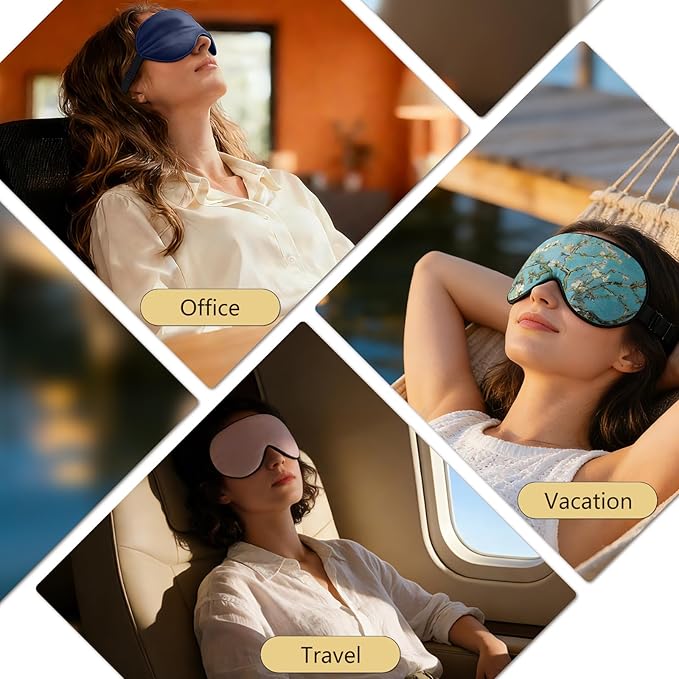 ZIMASILK 100% Natural Silk Sleep Mask Blindfold,Adjustable Super-Smooth Soft Eye Mask for Sleep with Bag(Royal Blue)