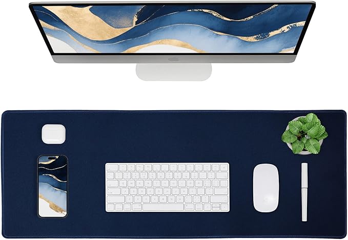 ALOANES Waterproof Mouse Pad with Durable Stitched Edge, Large Gaming Keyboard Pad, Non-Slip Rubber Base Mouse Mat, Desk pad for Gamer, Office & Home, Dark Blue Mousepad 27.6"x11.8"x0.12"