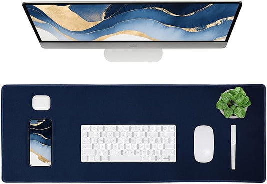 ALOANES Waterproof Mouse Pad with Durable Stitched Edge, XXXL Gaming Keyboard Pad, Non-Slip Rubber Base Mouse Mat, Extended Desk pad for Gamer, Office & Home, Dark Blue Mousepad 35.4"x 15.7"x 0.12"