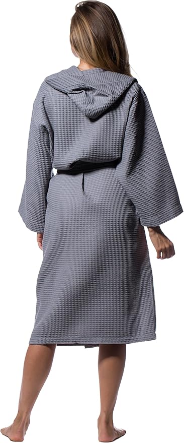 Turquaz Lightweight Waffle Knit Kimono Bathrobe - Soft Cotton Blend Spa Robe, Fast-Drying Full-Length Unisex Robes for Women